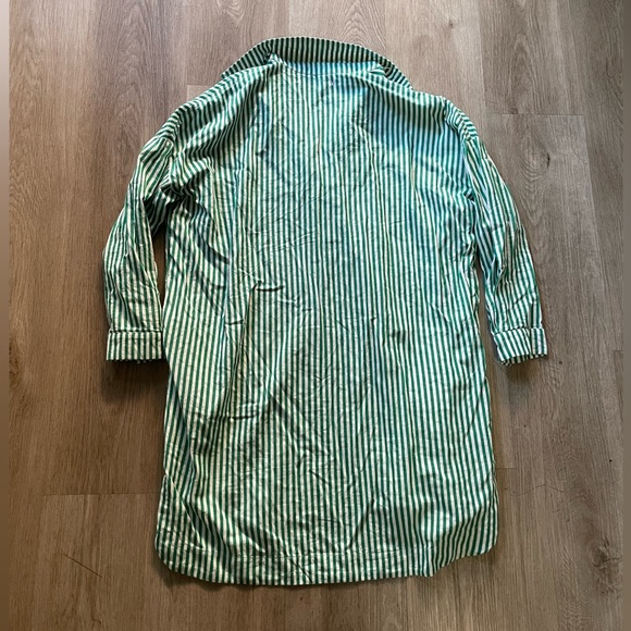 deluc solar green & white striped button front collared shirt dress size xs - Picture 6 of 8